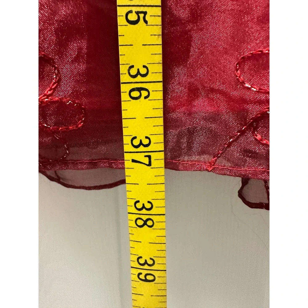 Rare Too! Girls Red Embroidered Organza Holiday Party Dress Flower Girl READ